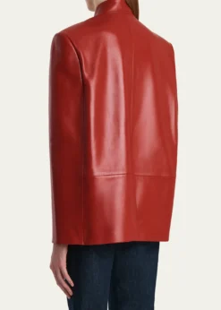 KhaiteDolso Single-Breasted Leather Cape Jacket