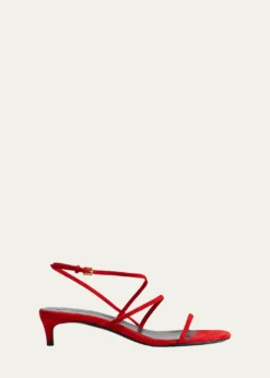 KhaiteLoop Suede Kitten-Heel Sandals