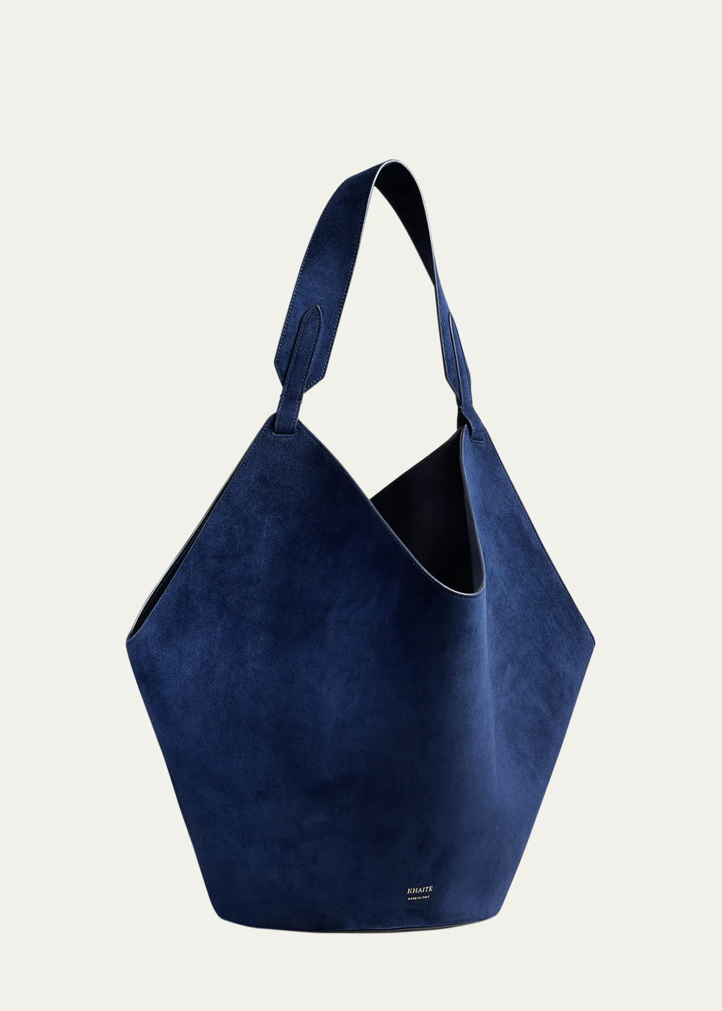 KhaiteLotus Medium Calfskin Suede Tote Bag