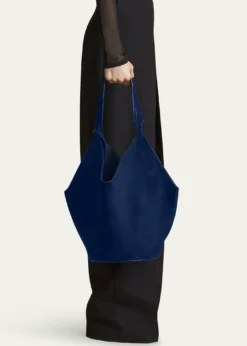 KhaiteLotus Medium Calfskin Suede Tote Bag