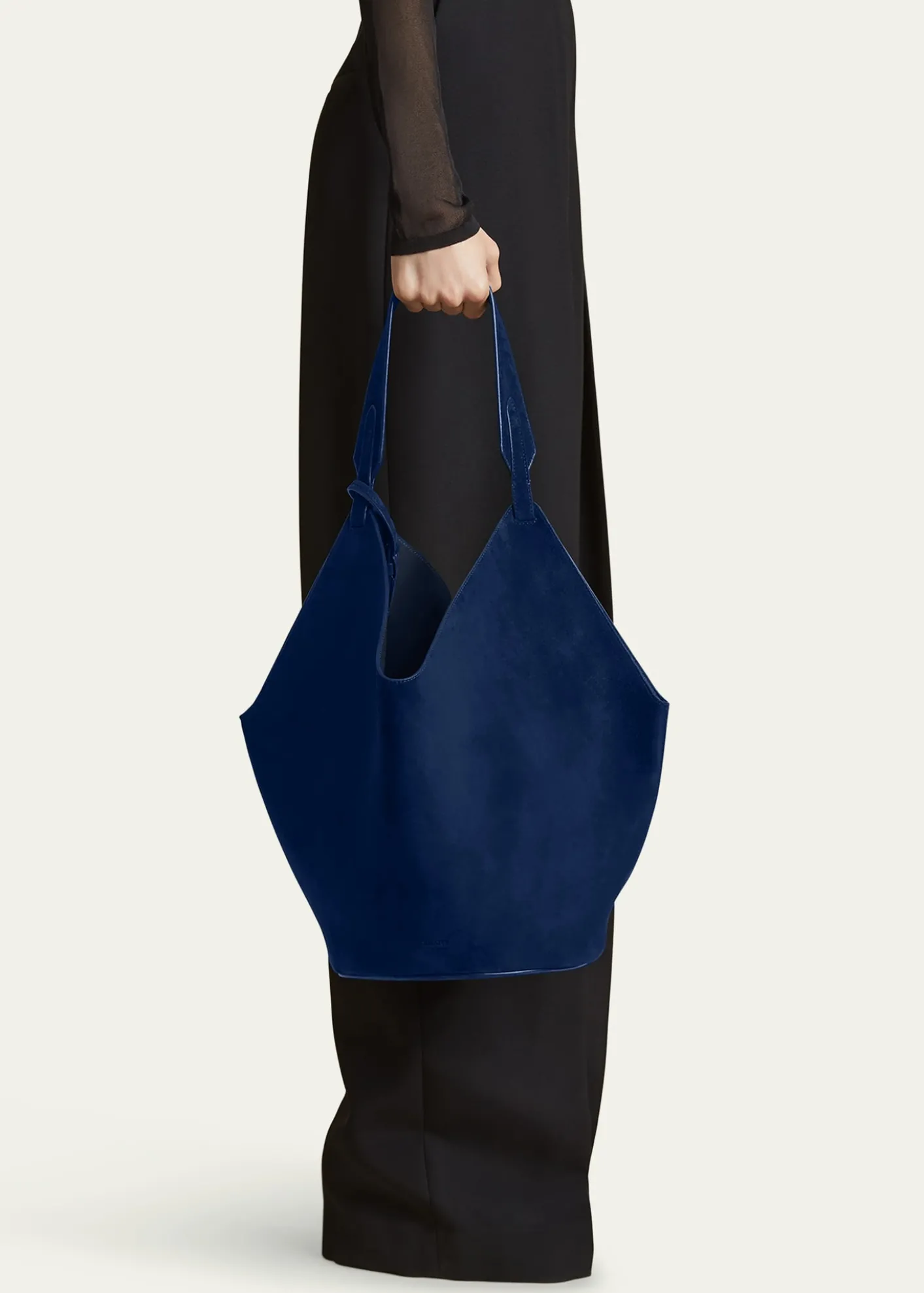 KhaiteLotus Medium Calfskin Suede Tote Bag