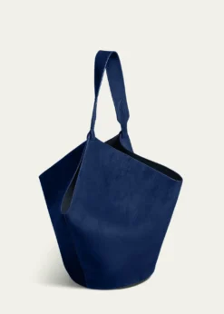 KhaiteLotus Medium Calfskin Suede Tote Bag