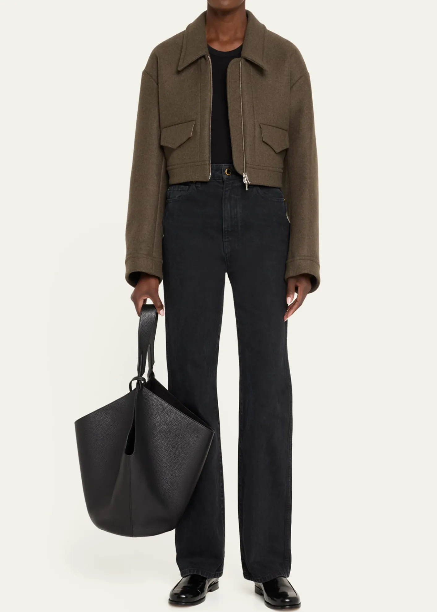 KhaiteLotus Medium Pebbled Leather Tote Bag