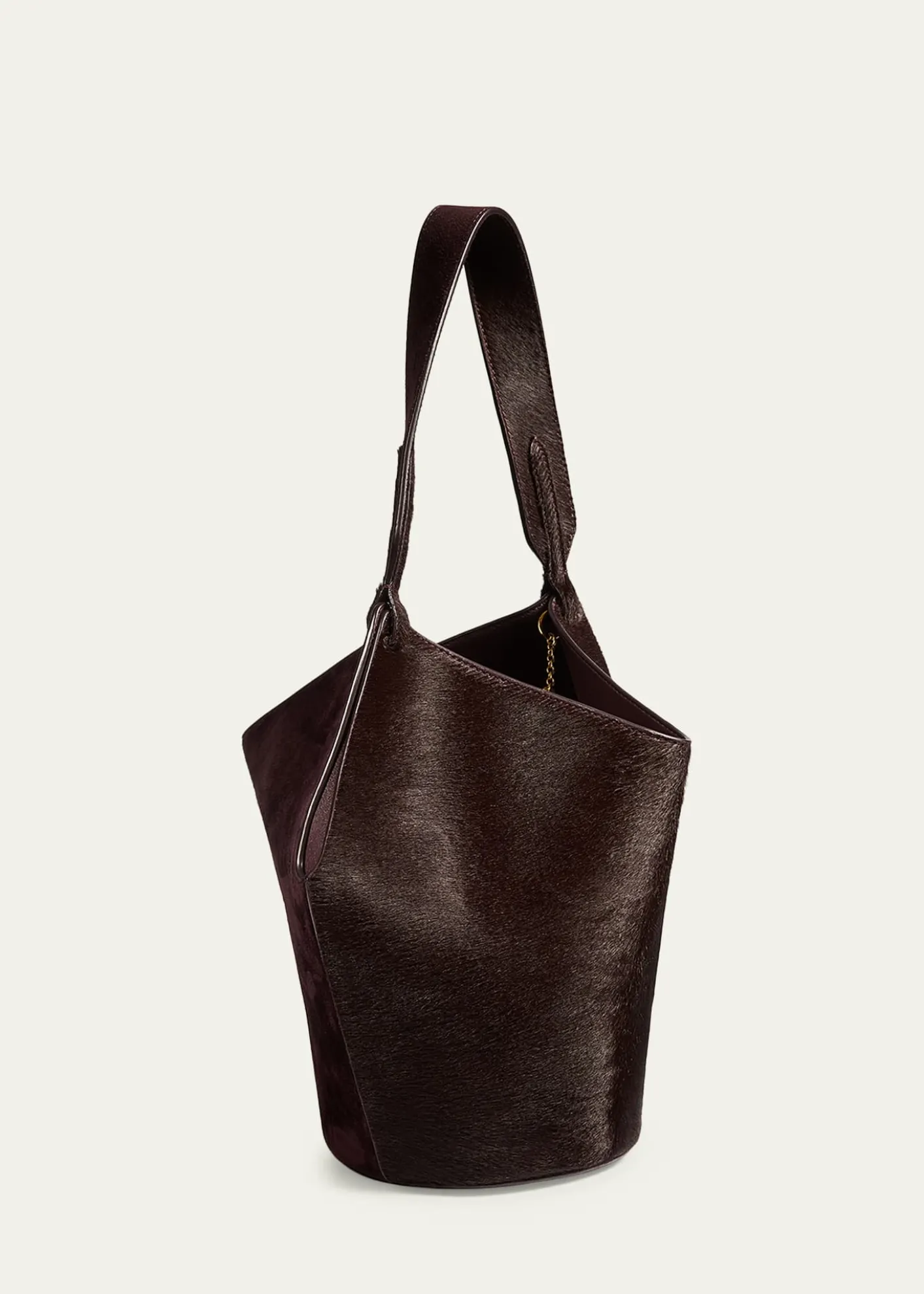 KhaiteLotus Mini Suede and Calf Hair Tote Bag