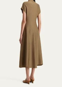 KhaiteLyra Mock-Neck Cap-Sleeve Midi Dress
