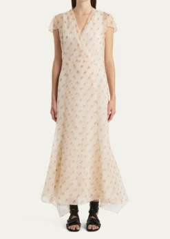 KhaiteMeera Rose-Print Silk Wrap Maxi Dress