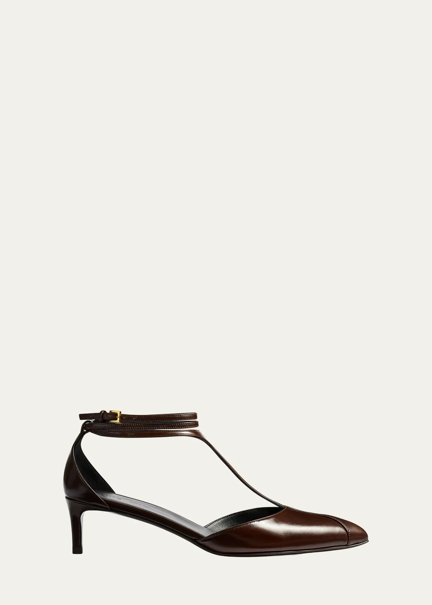 Khaite45mm Mia Leather T-Strap Pumps