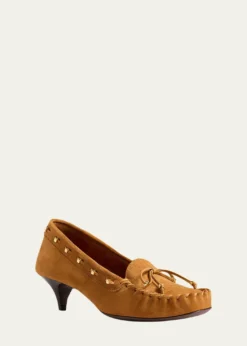 Khaite45mm Milly Suede Moccasin Pumps