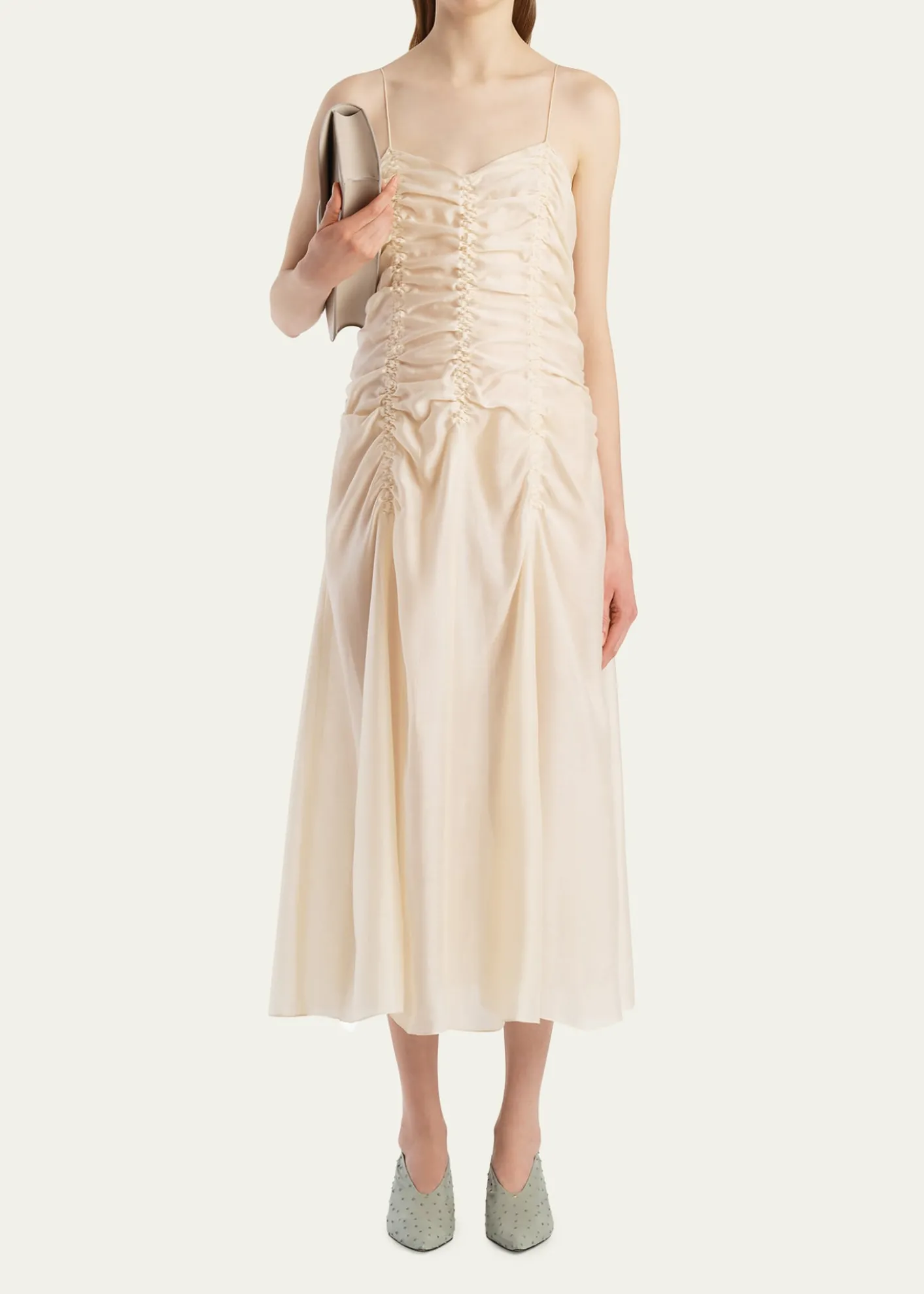 KhaiteRaina Sleeveless Ruched Midi Dress