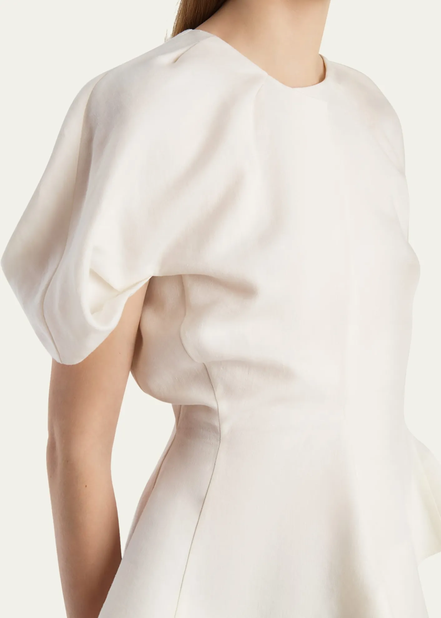 KhaiteRumi Puff-Sleeve Asymmetric Peplum Top