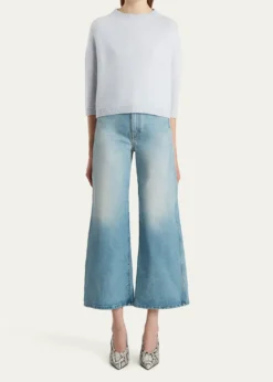 KhaiteSabina Cashmere Elbow-Sleeve Boxy Sweater