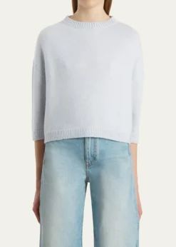 KhaiteSabina Cashmere Elbow-Sleeve Boxy Sweater