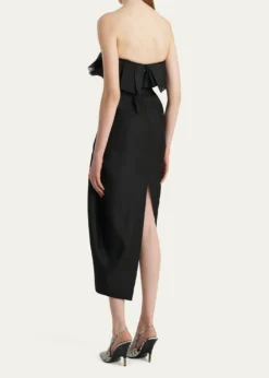 KhaiteSalm Pleated Strapless Midi Dress