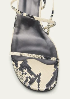 KhaiteStrappy Python-Embossed Kitten Sandals