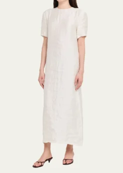KhaiteWebber Short-Sleeve Crinkled Maxi Dress