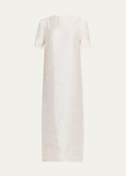 KhaiteWebber Short-Sleeve Crinkled Maxi Dress