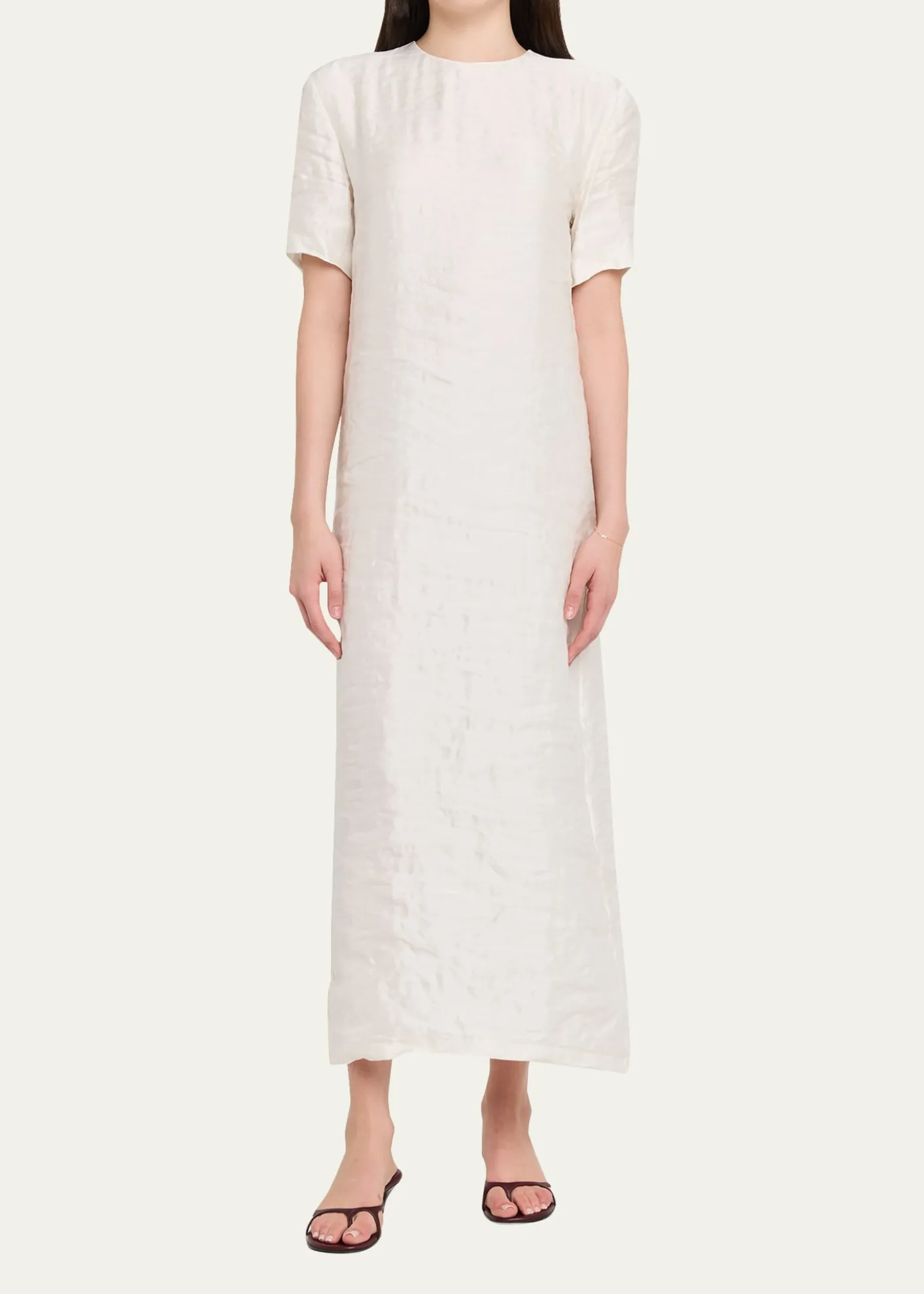 KhaiteWebber Short-Sleeve Crinkled Maxi Dress