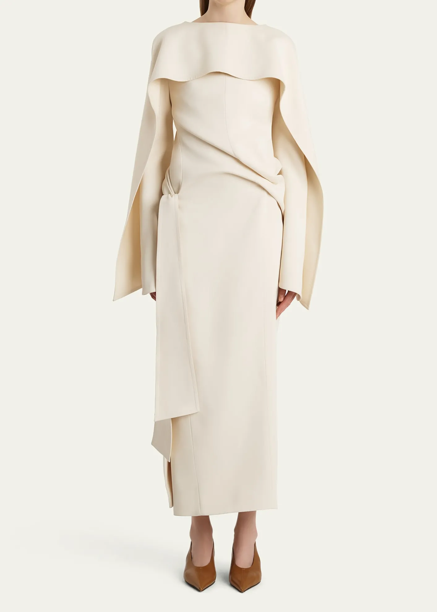 KhaiteYon Knot Draped Long-Sleeve Maxi Dress