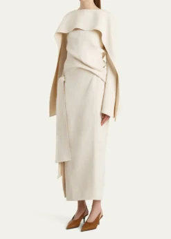 KhaiteYon Knot Draped Long-Sleeve Maxi Dress