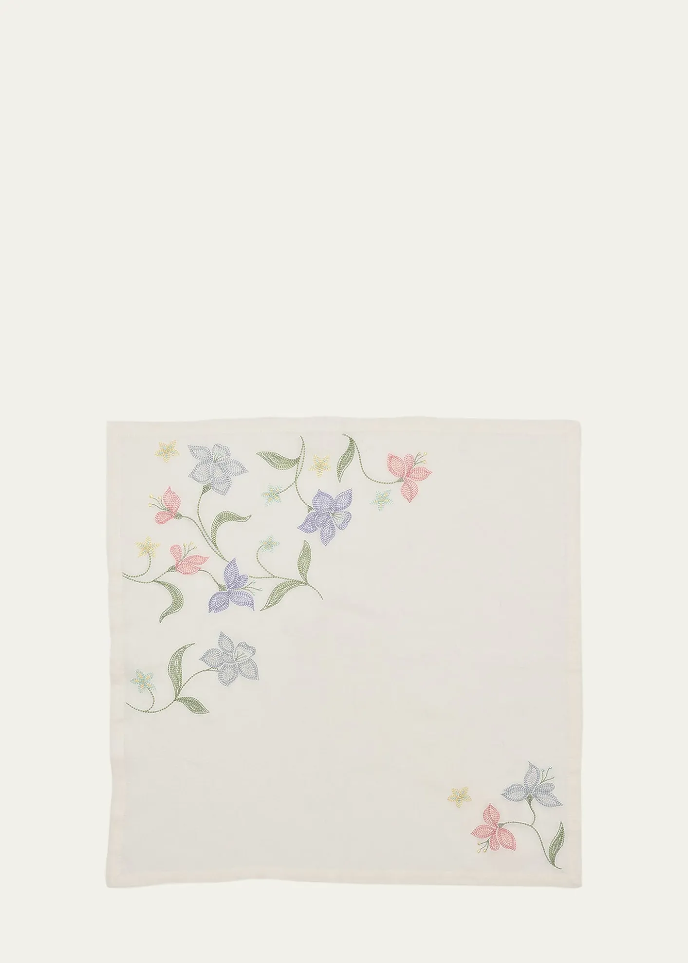 Kim SeybertVista Flower Embroidered Linen Napkin