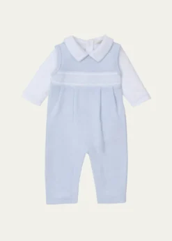 Kissy KissyBoy's Punto Ingles Hand Smocked Overall Set, Size 3M-9M