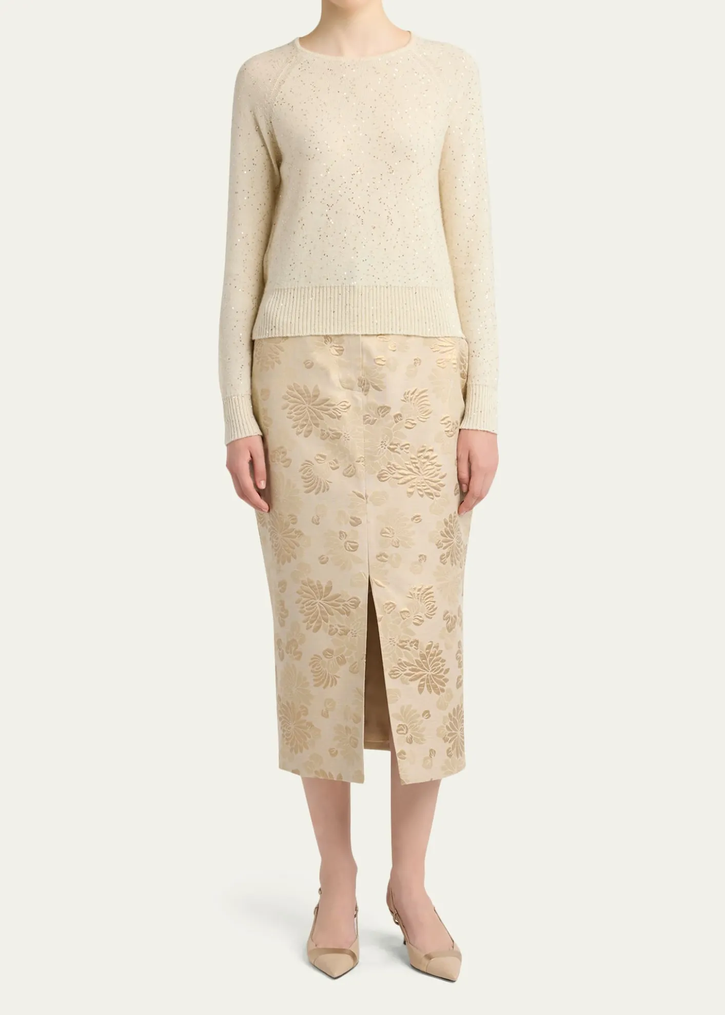 KitonCashmere Paillette Crewneck Sweater