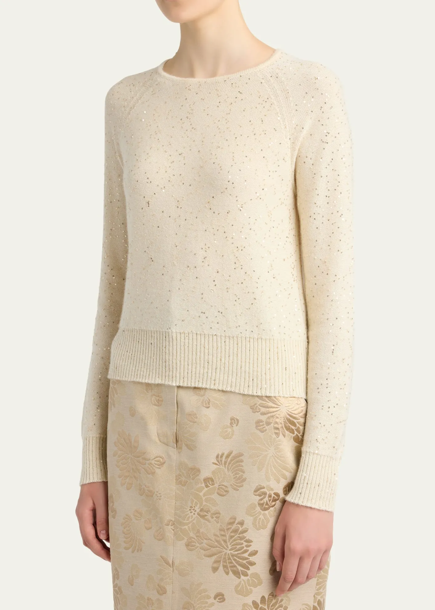KitonCashmere Paillette Crewneck Sweater