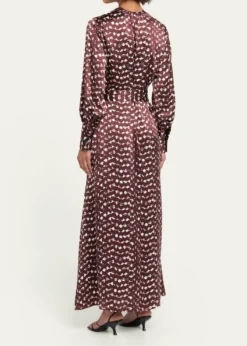 KitonLong-Sleeve Abstract-Print Silk Belted Maxi Dress