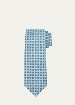 KitonMen's Geometric Floral Medallion Silk 7-Fold Tie