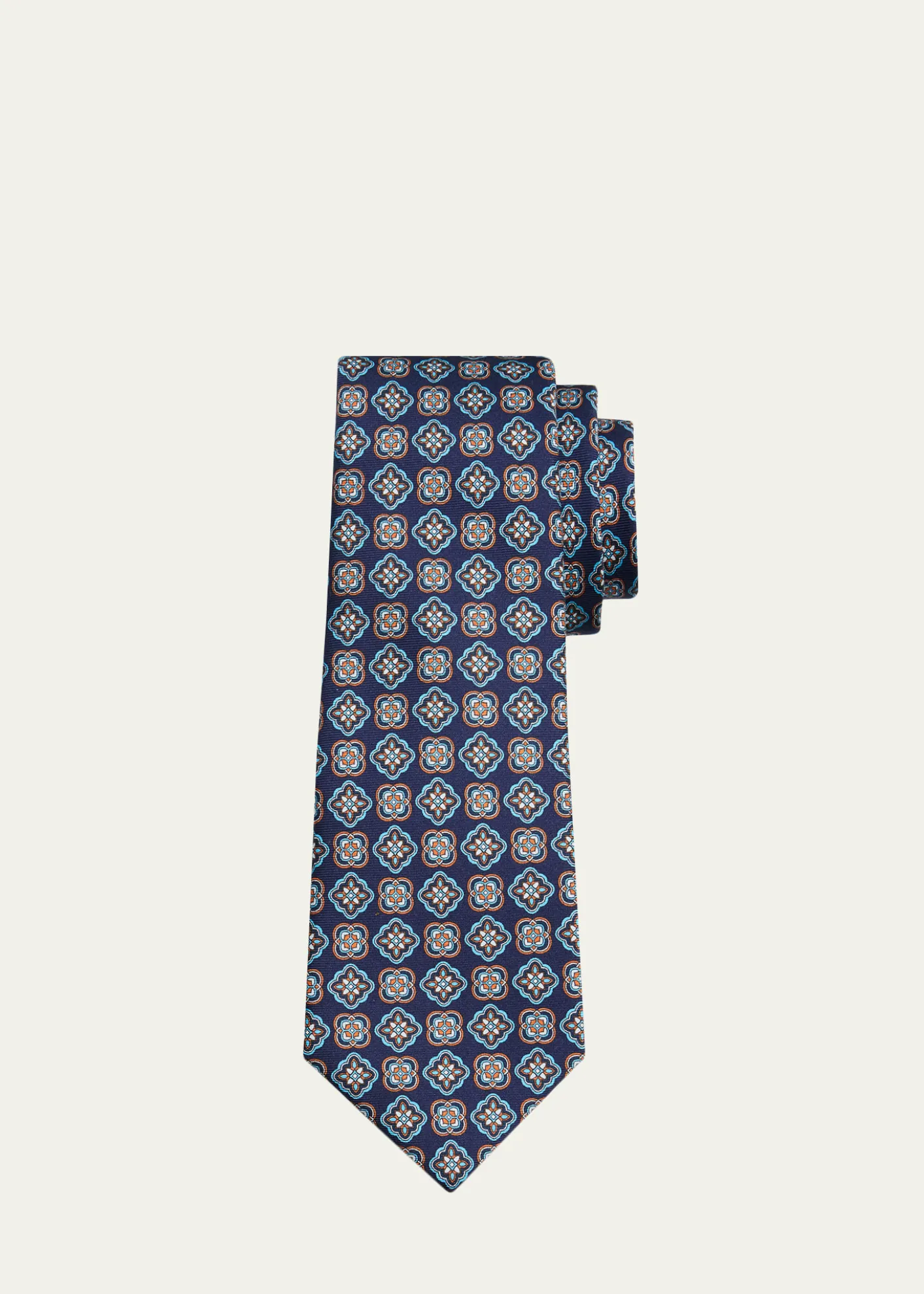 KitonMen's Geometric Medallion Silk 7-Fold Tie
