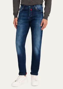 KitonMen's Slim-Fit Dark Wash Jeans