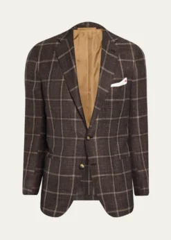 KitonMen's Windowpane Cashmere and Silk Single-Breasted Sport Coat