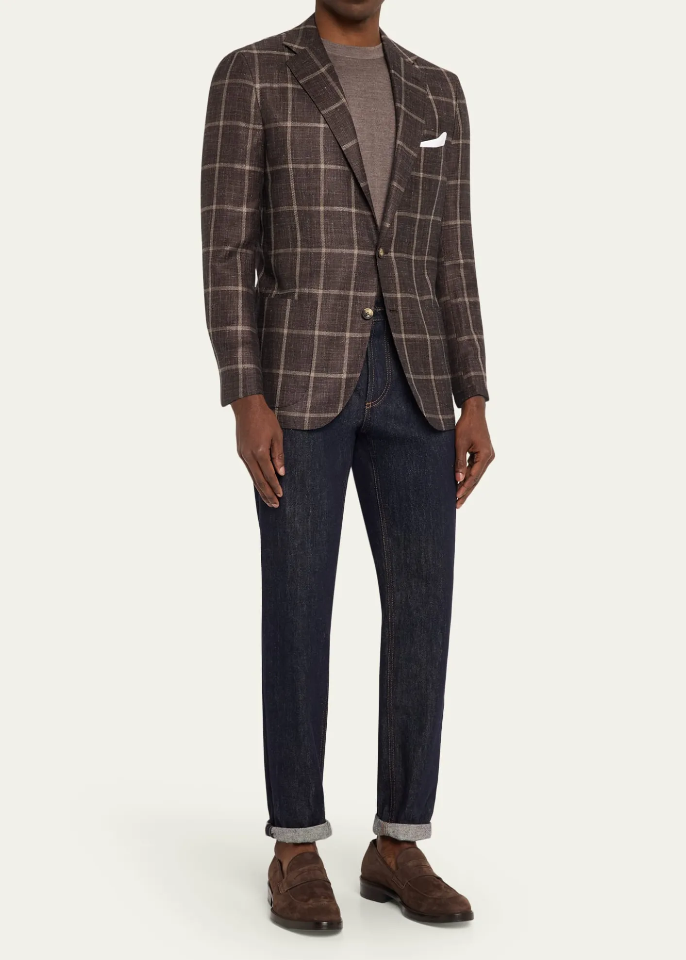 KitonMen's Windowpane Cashmere and Silk Single-Breasted Sport Coat