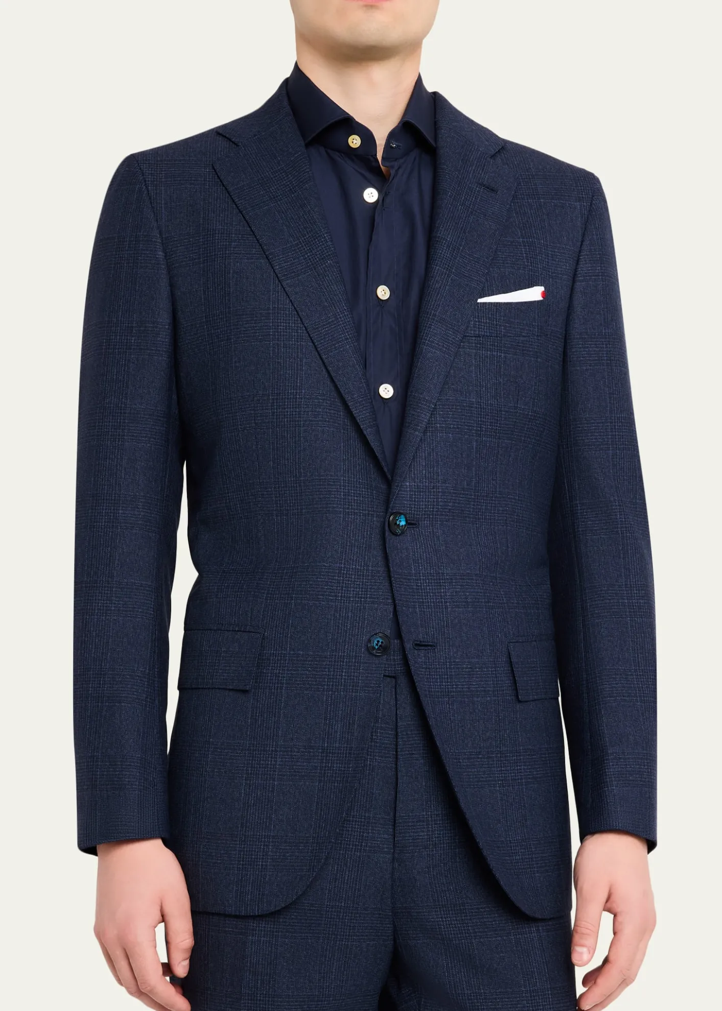KitonMen's Wool Tonal Plaid Single-Breasted Suit