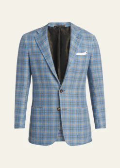 KitonMen's Cashmere and Linen Graph Check Sport Coat