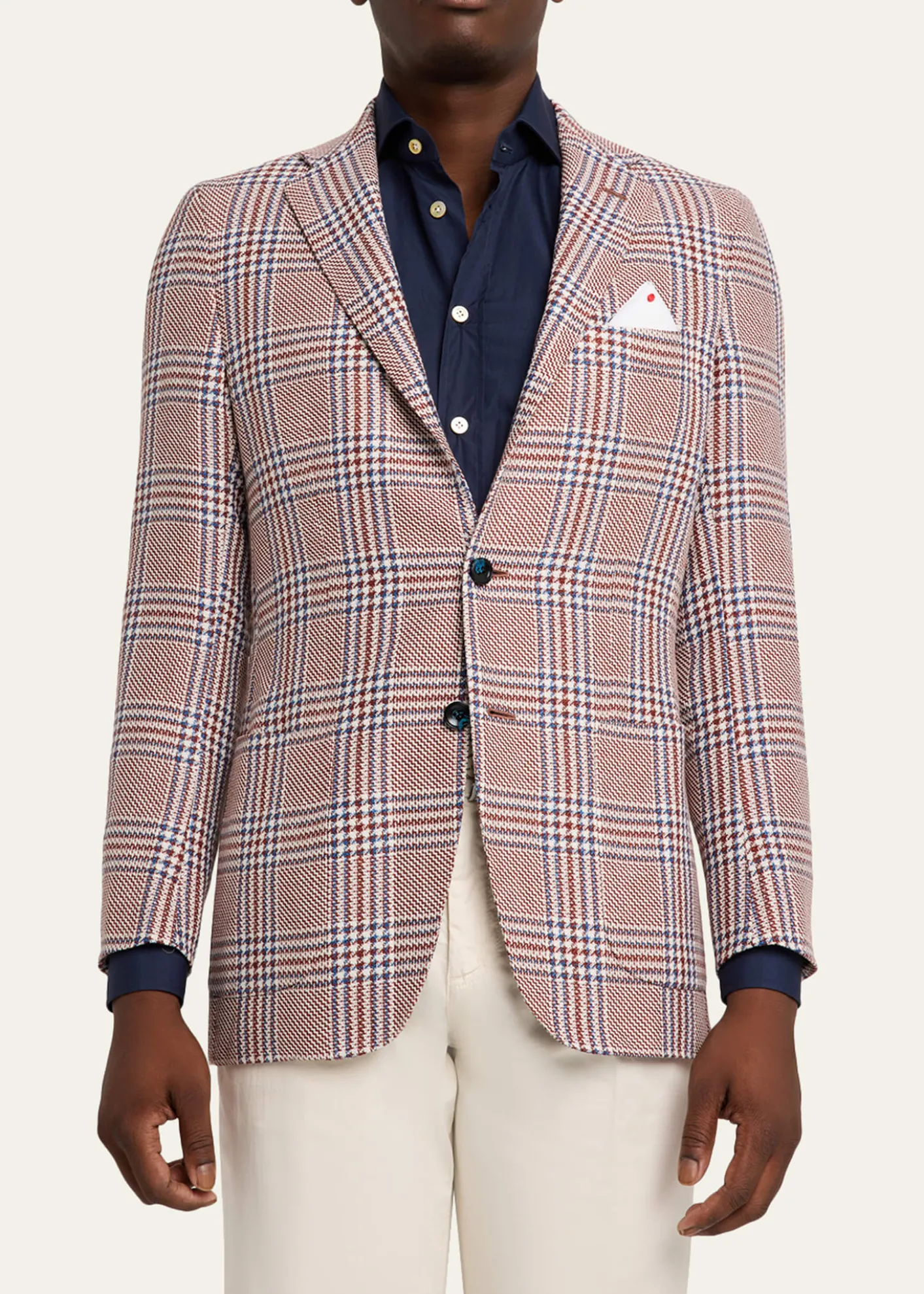 KitonMen's Cashmere and Linen Houndstooth Plaid Sport Coat