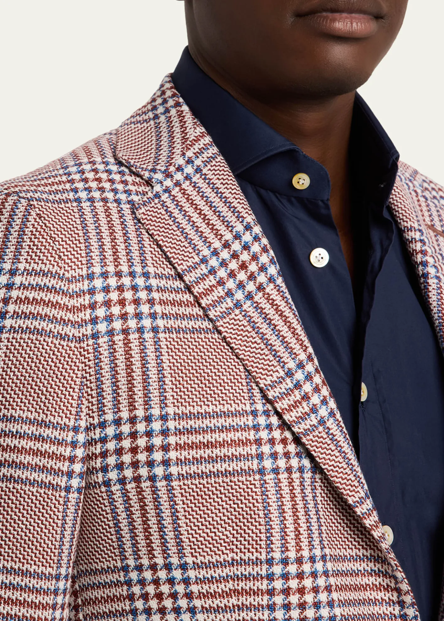 KitonMen's Cashmere and Linen Houndstooth Plaid Sport Coat