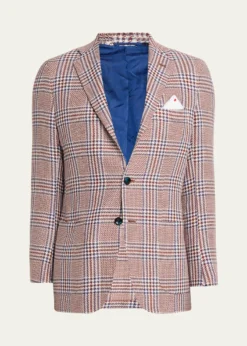 KitonMen's Cashmere and Linen Houndstooth Plaid Sport Coat