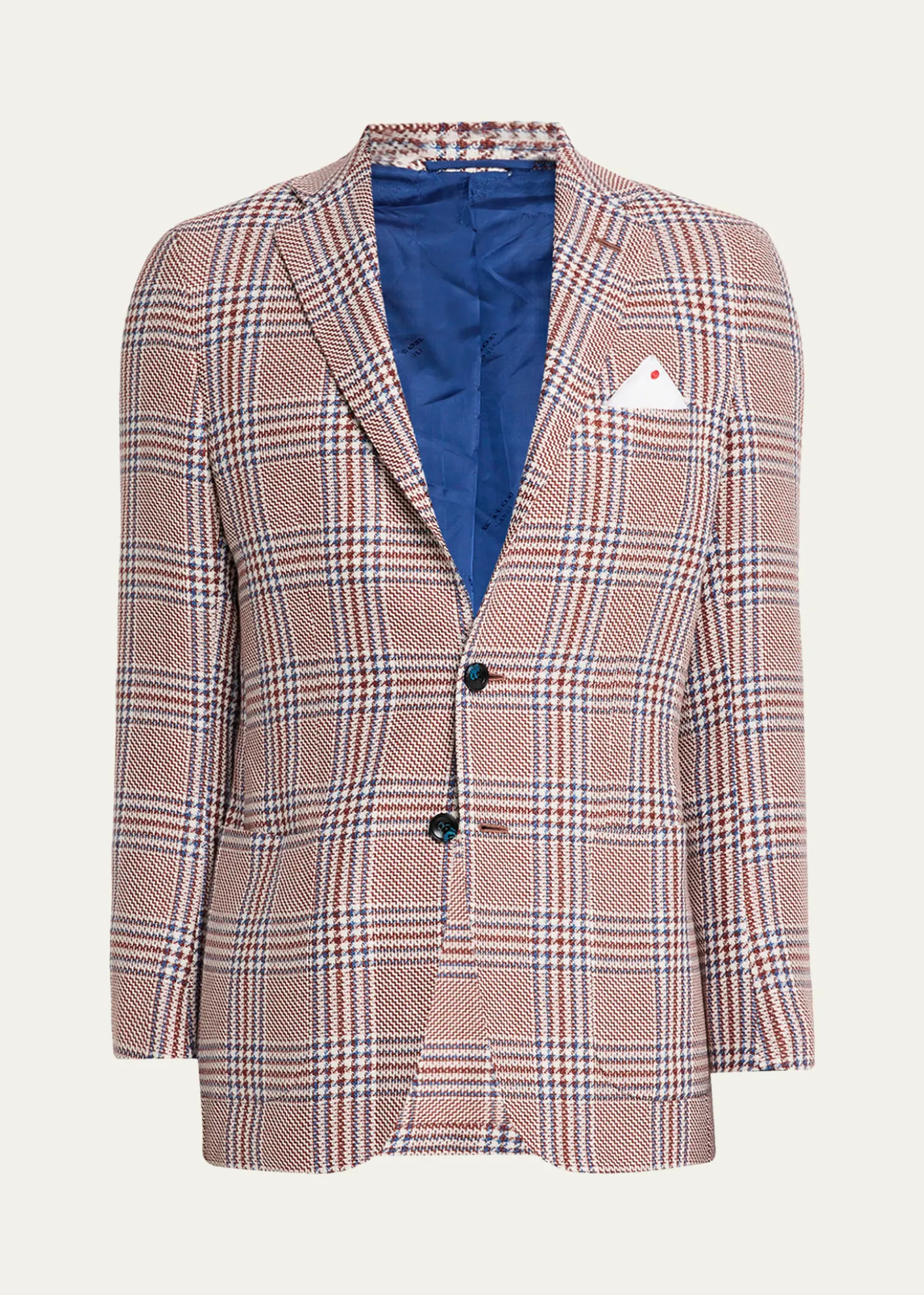 KitonMen's Cashmere and Linen Houndstooth Plaid Sport Coat