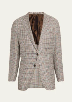 KitonMen's Cashmere and Silk Multi-Check Deconstructed Sport Coat