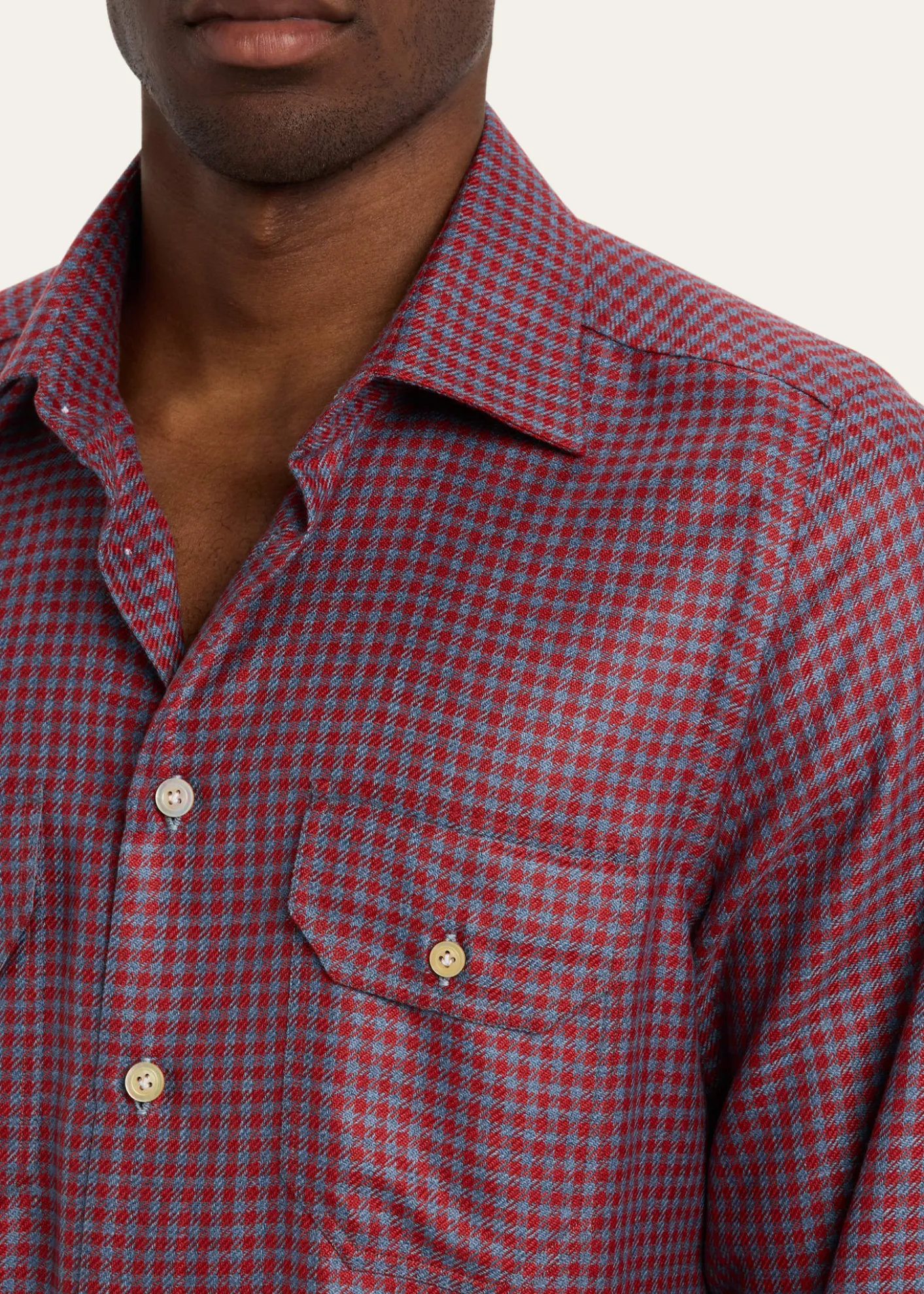 KitonMen's Cashmere and Silk Small Check Overshirt