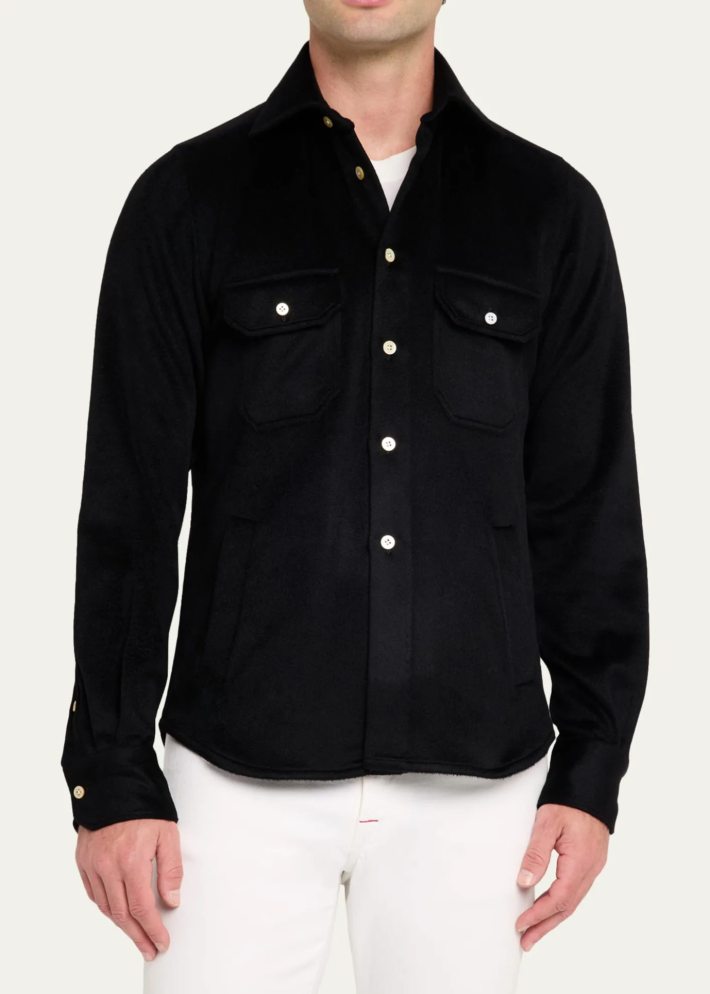KitonMen's Cashmere and Wool Flap-Pocket Overshirt