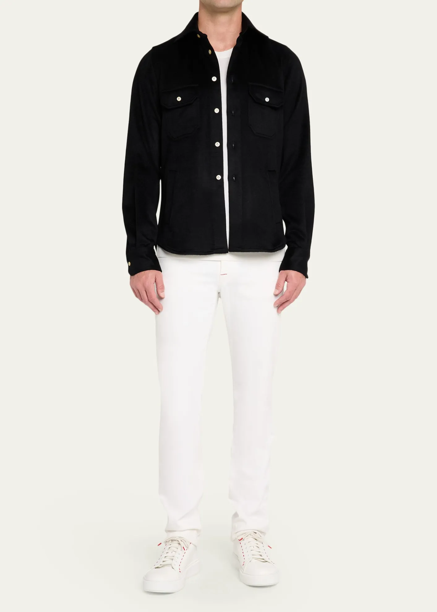 KitonMen's Cashmere and Wool Flap-Pocket Overshirt