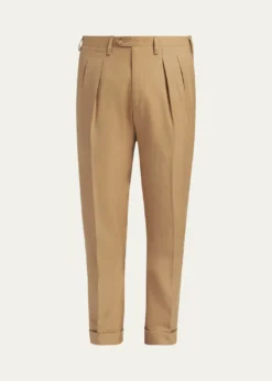 KitonMen's Cashmere-Blend Straight Leg Pleated Trousers