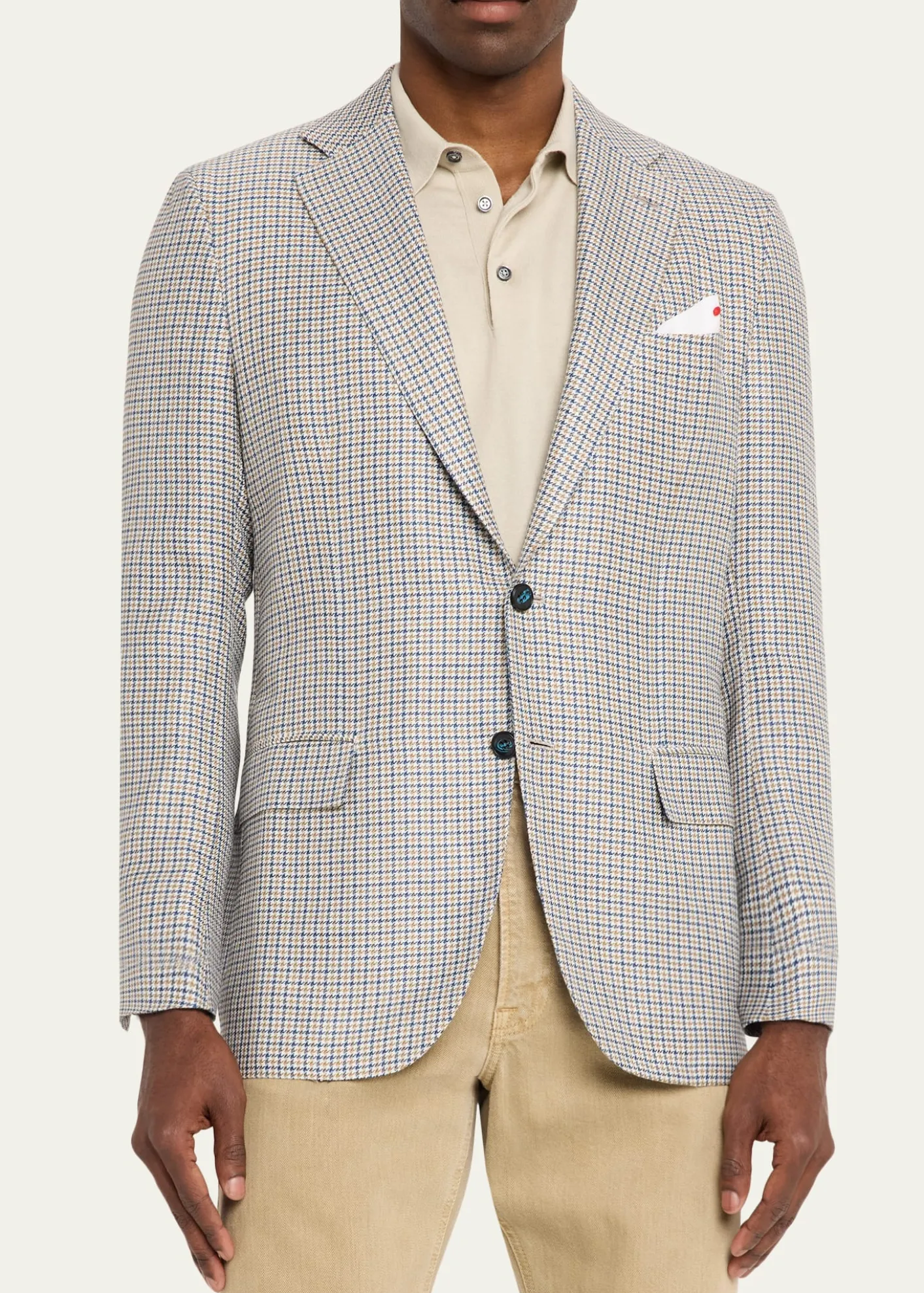 KitonMen's Cashmere, Silk and Linen Houndstooth Check Sport Coat