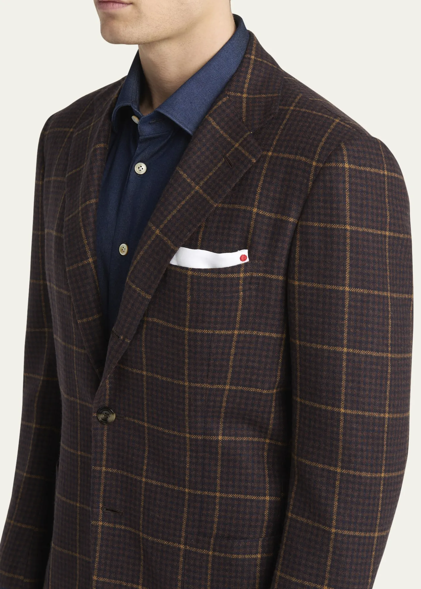 KitonMen's Cashmere Windowpane Check Single-Breasted Sport Coat