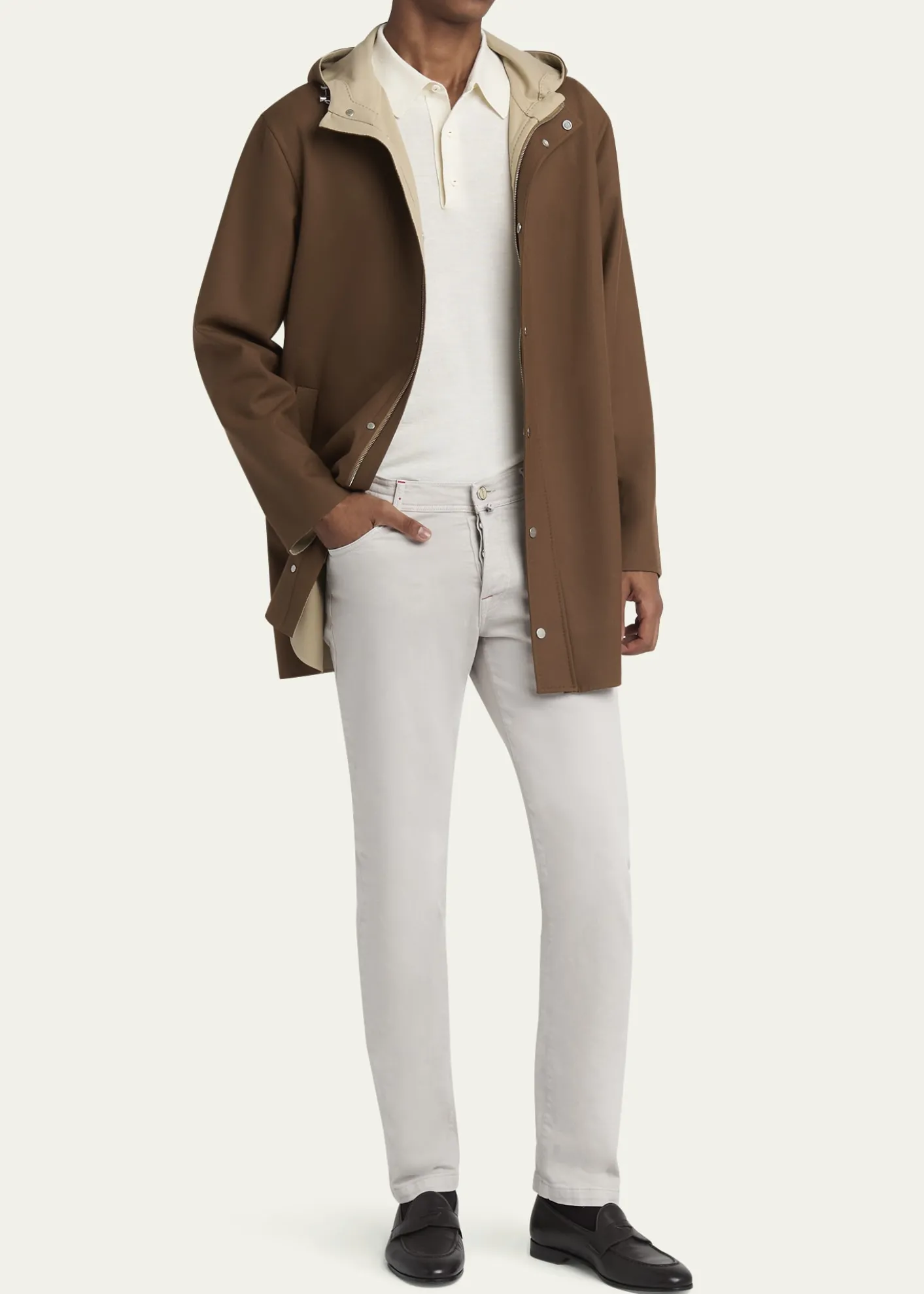 KitonMen's Cotton Hooded Overcoat