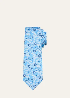 KitonMen's Floral Silk 7-Fold Tie