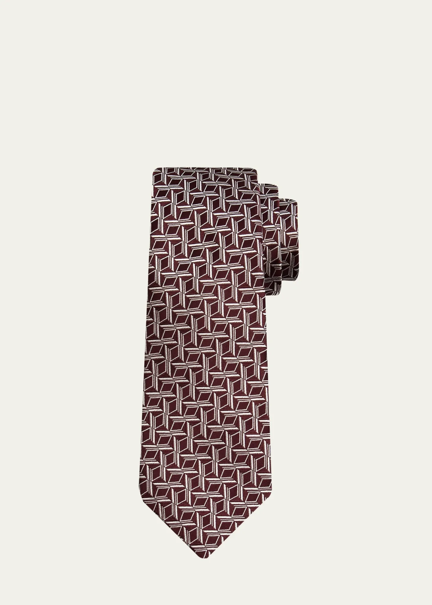 KitonMen's Geometric Jacquard Silk 7-Fold Tie