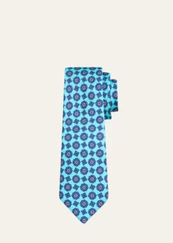 KitonMen's Geometric Medallion Silk 7-Fold Tie